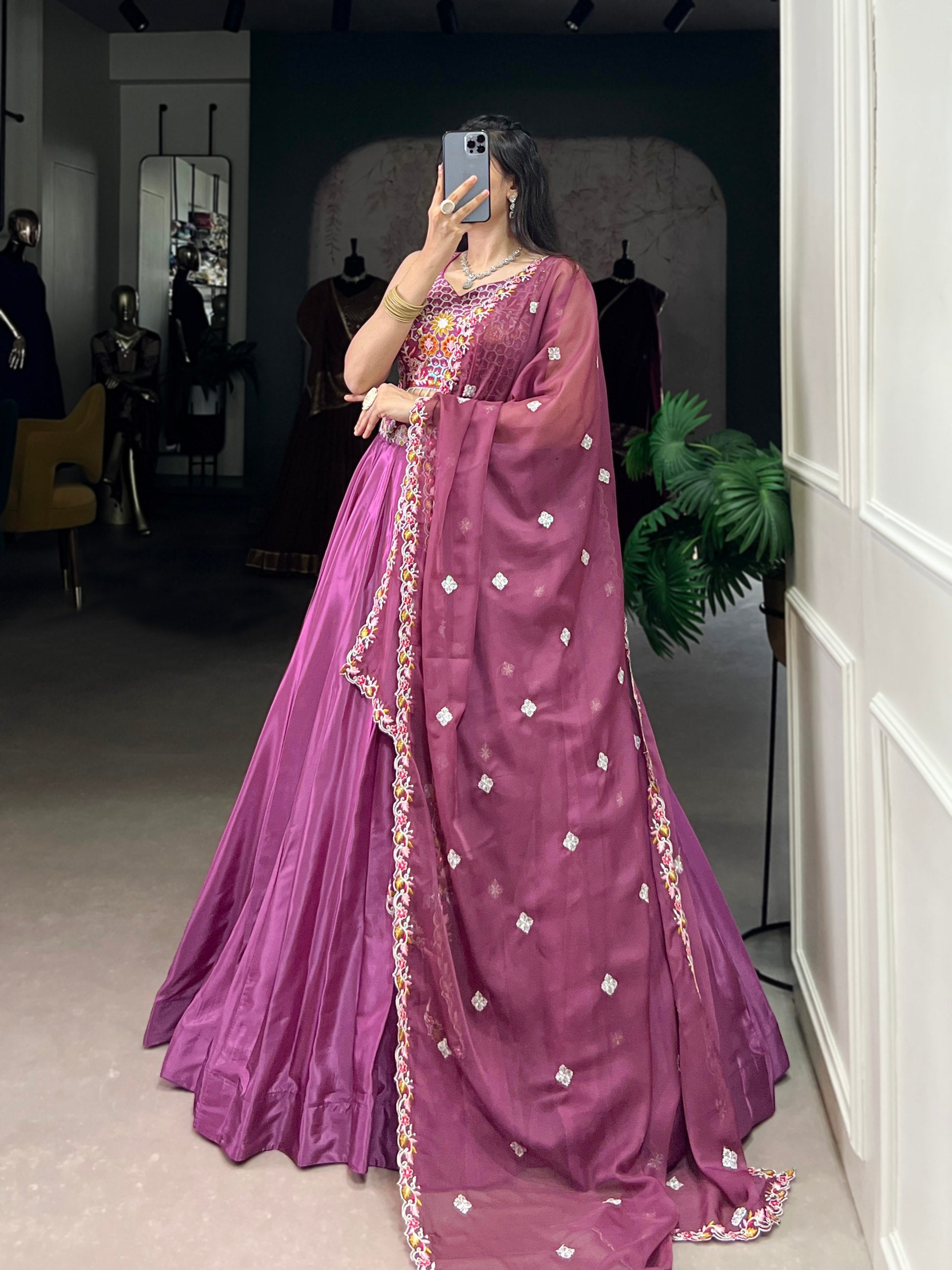 Amaira Royale Magenta Embroidered Silk Lehenga Set