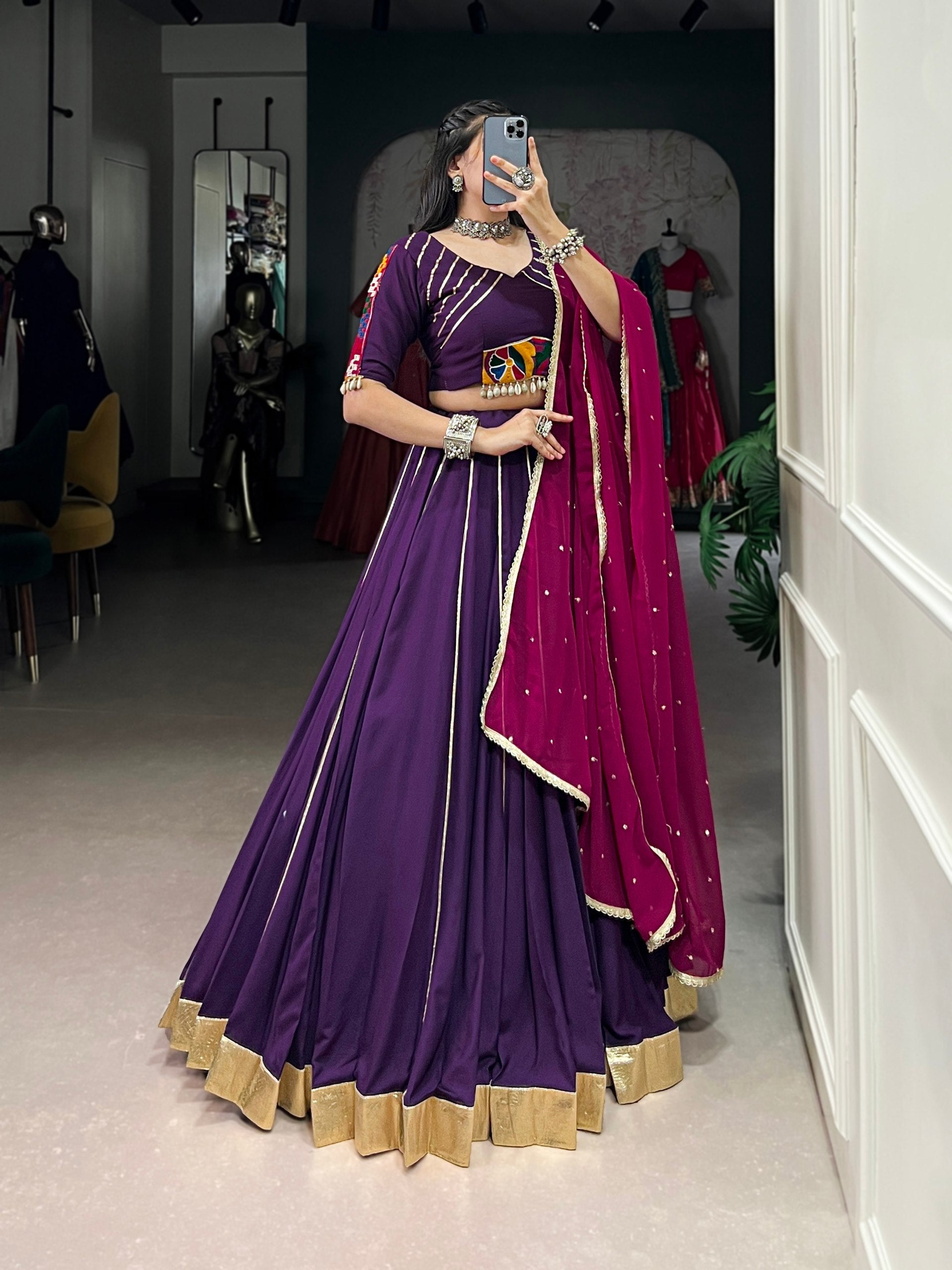 Naaznin Pure Rayon Silk Gotta Patti Lace Lehenga Set