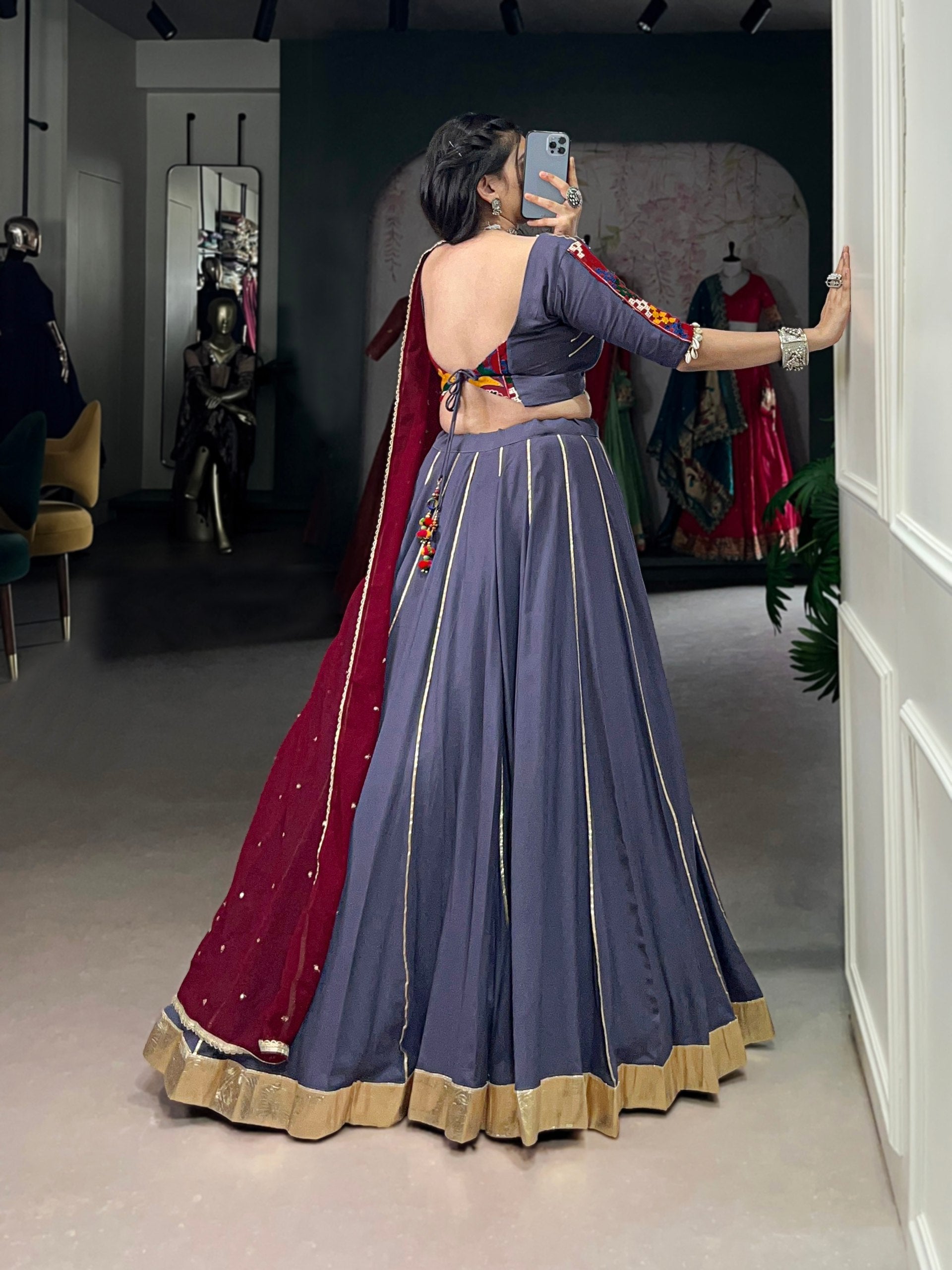 Naaznin Pure Rayon Silk Gotta Patti Lace Lehenga Set
