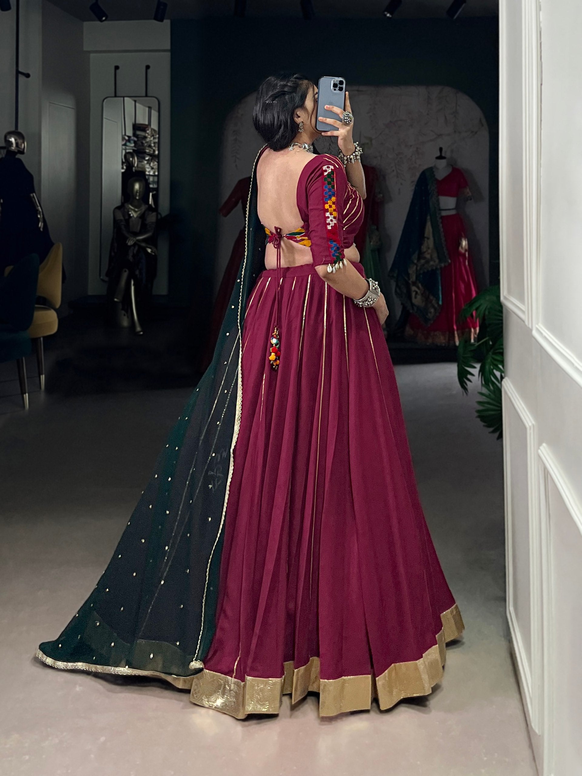 Naaznin Pure Rayon Silk Gotta Patti Lace Lehenga Set