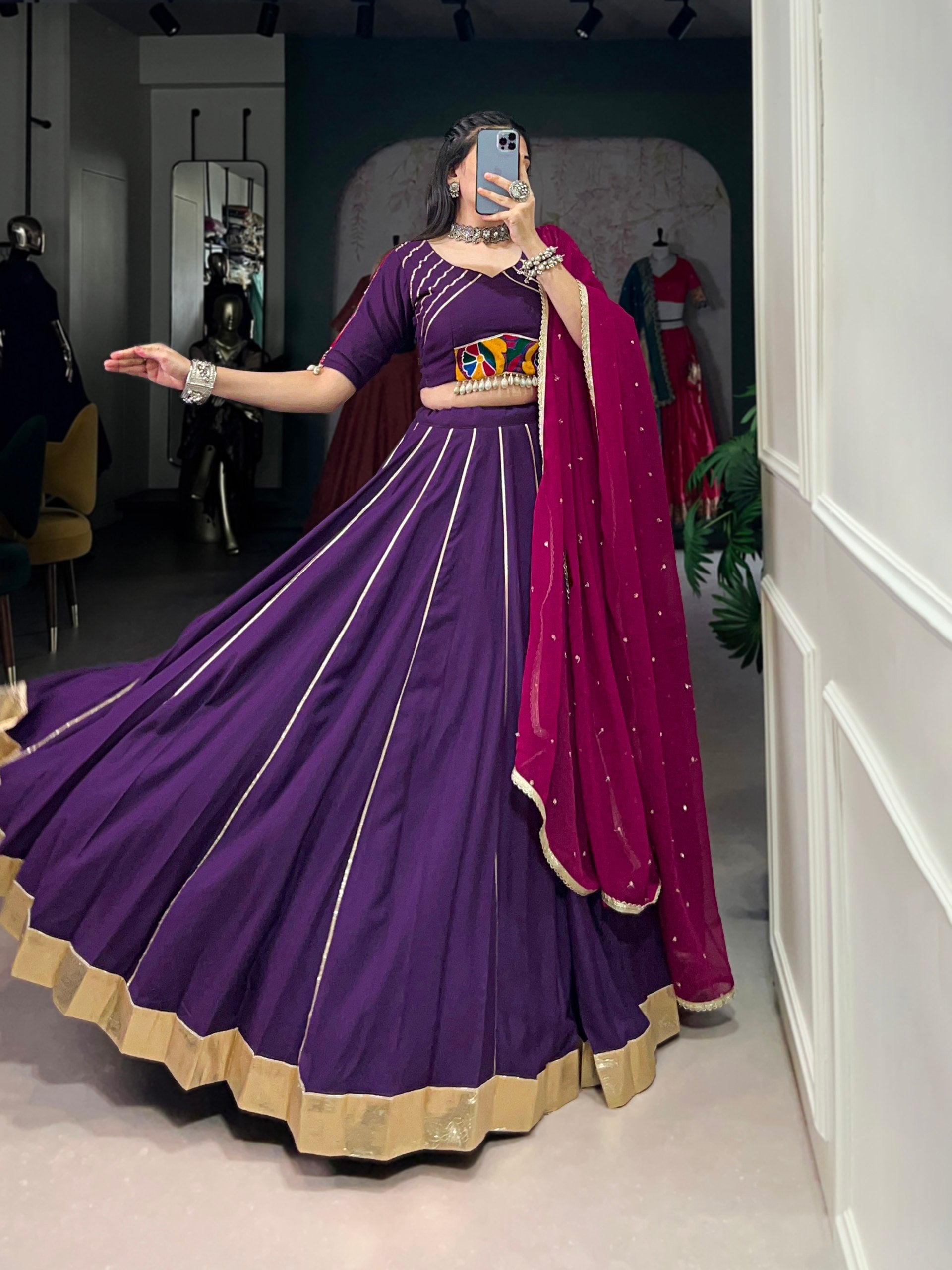Naaznin Pure Rayon Silk Gotta Patti Lace Lehenga Set