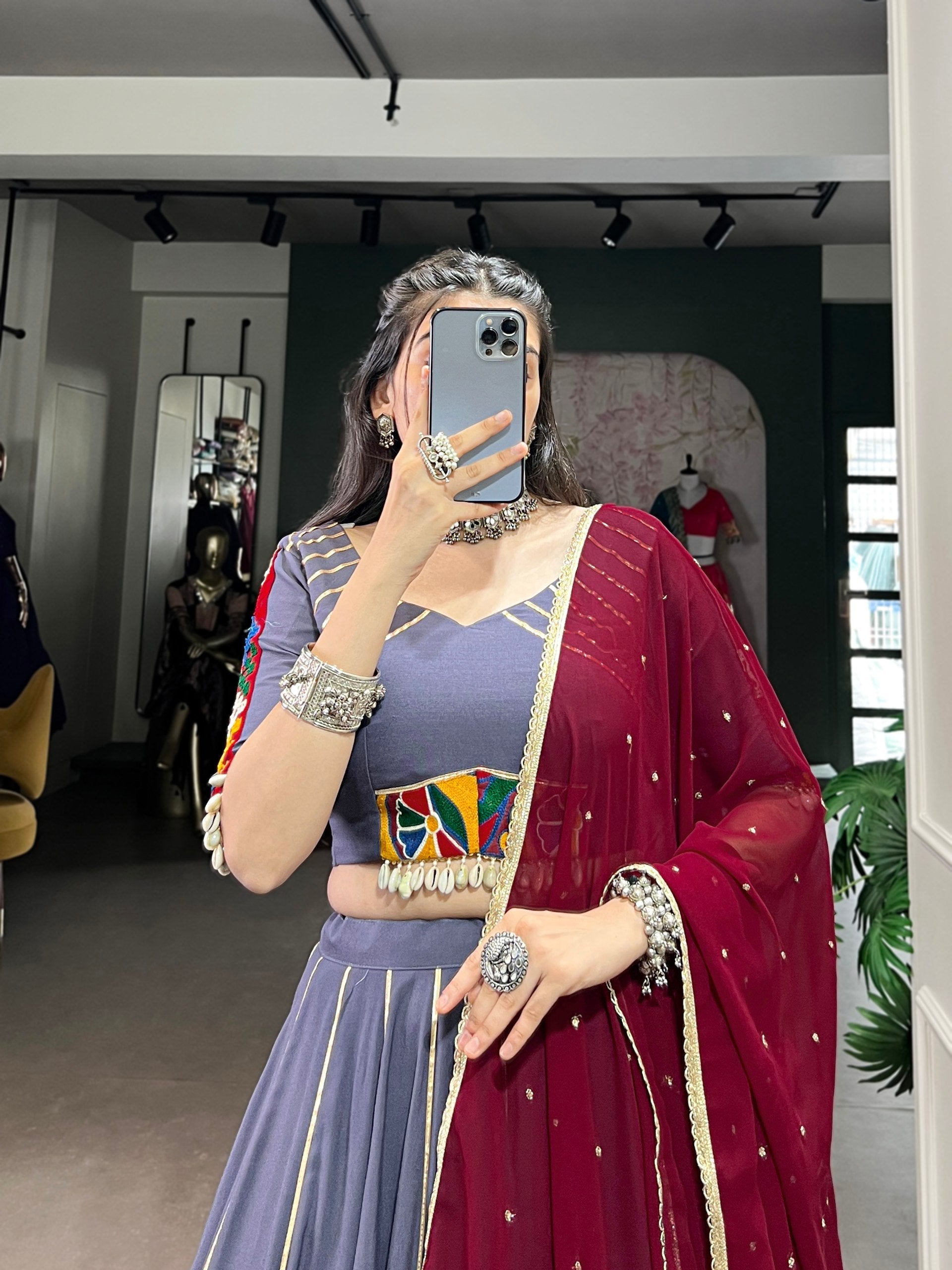 Naaznin Pure Rayon Silk Gotta Patti Lace Lehenga Set