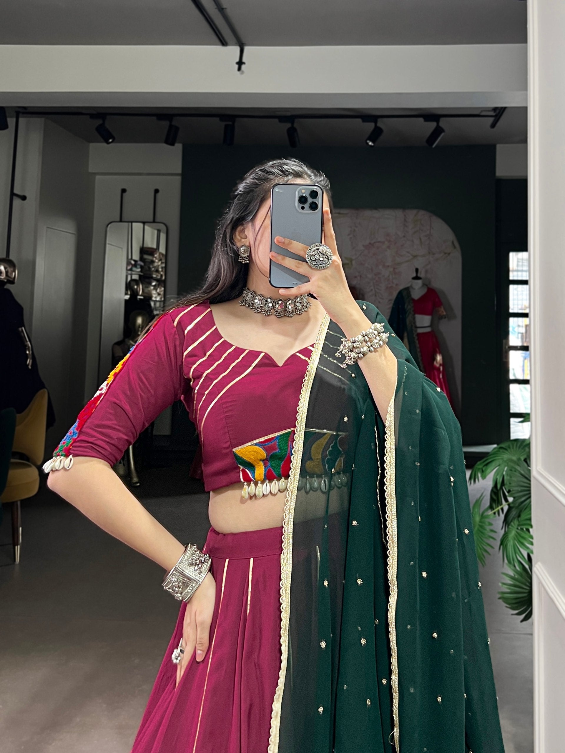 Naaznin Pure Rayon Silk Gotta Patti Lace Lehenga Set