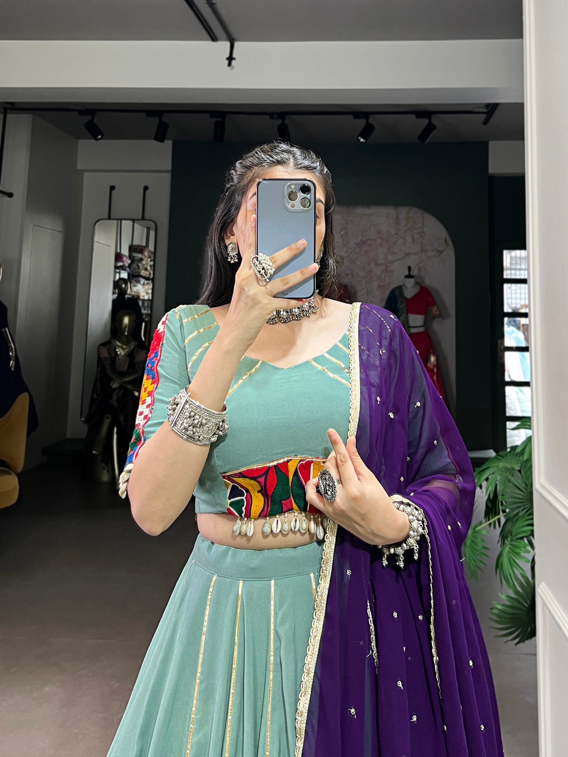 Naaznin Pure Rayon Silk Gotta Patti Lace Lehenga Set