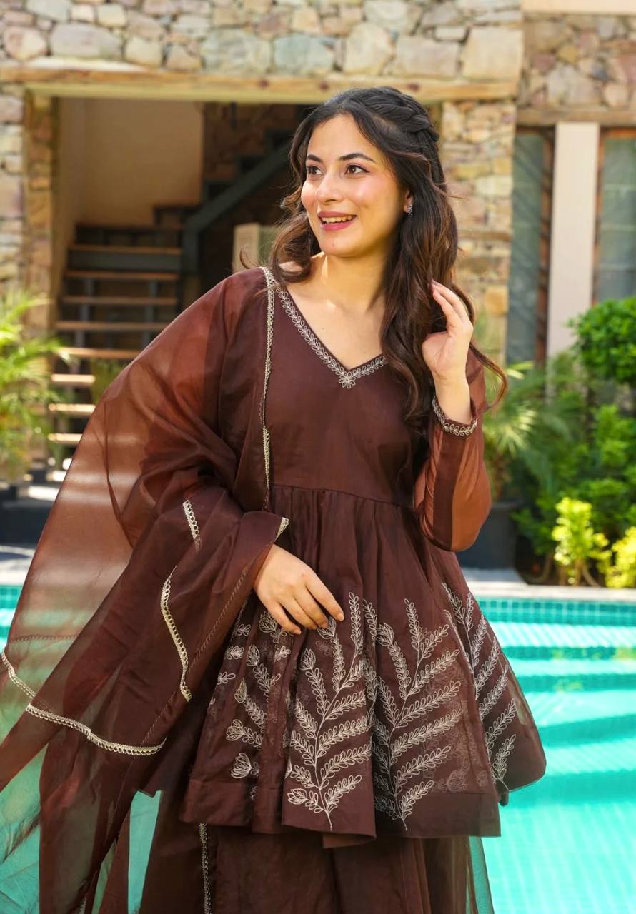 Deep Bronze Beautiful Designer Glow Sharara