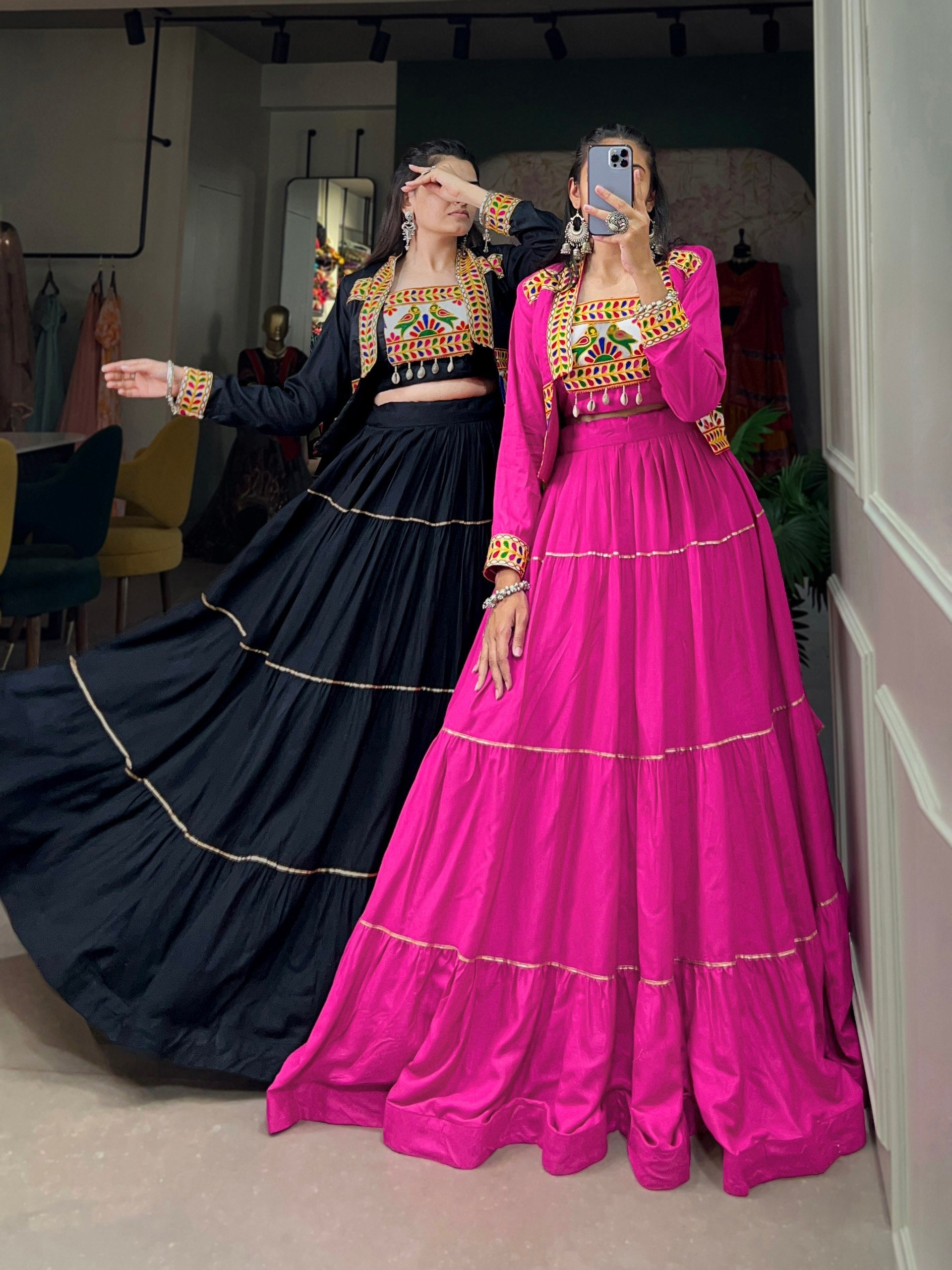 Jhamkudi Traditional Tiered Lehenga with Jacket