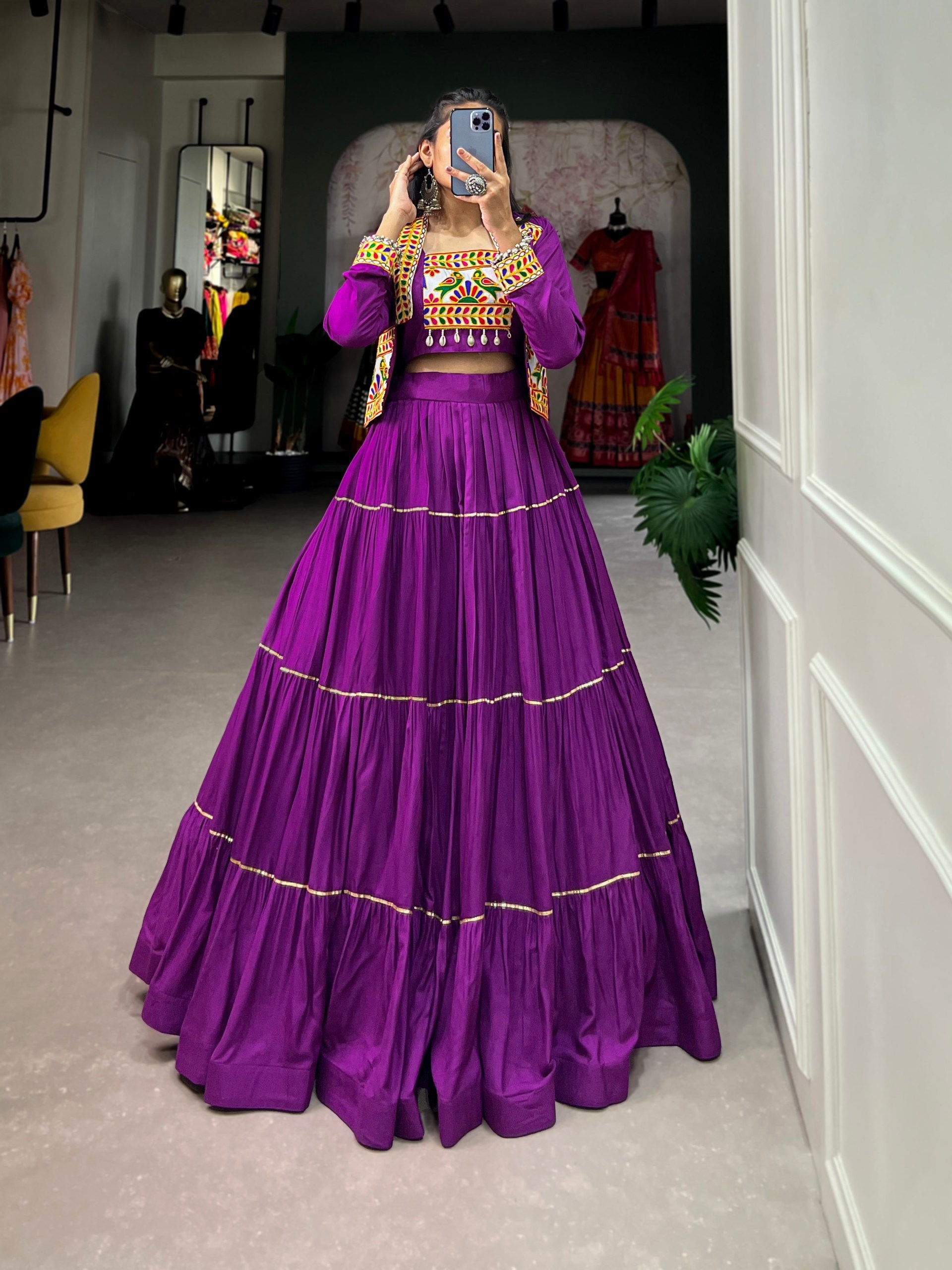 Jhamkudi Traditional Tiered Lehenga with Jacket