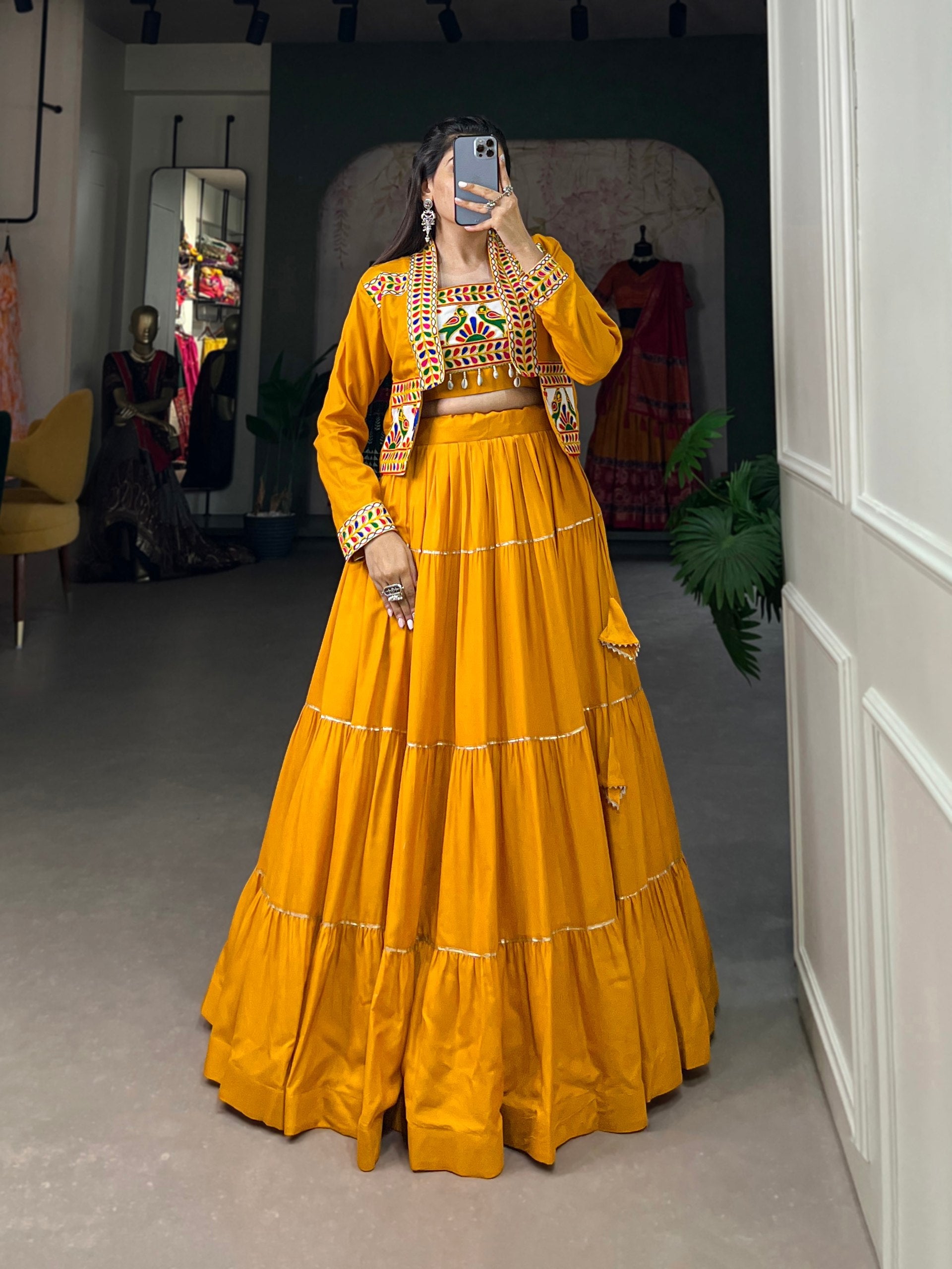 Jhamkudi Traditional Tiered Lehenga with Jacket