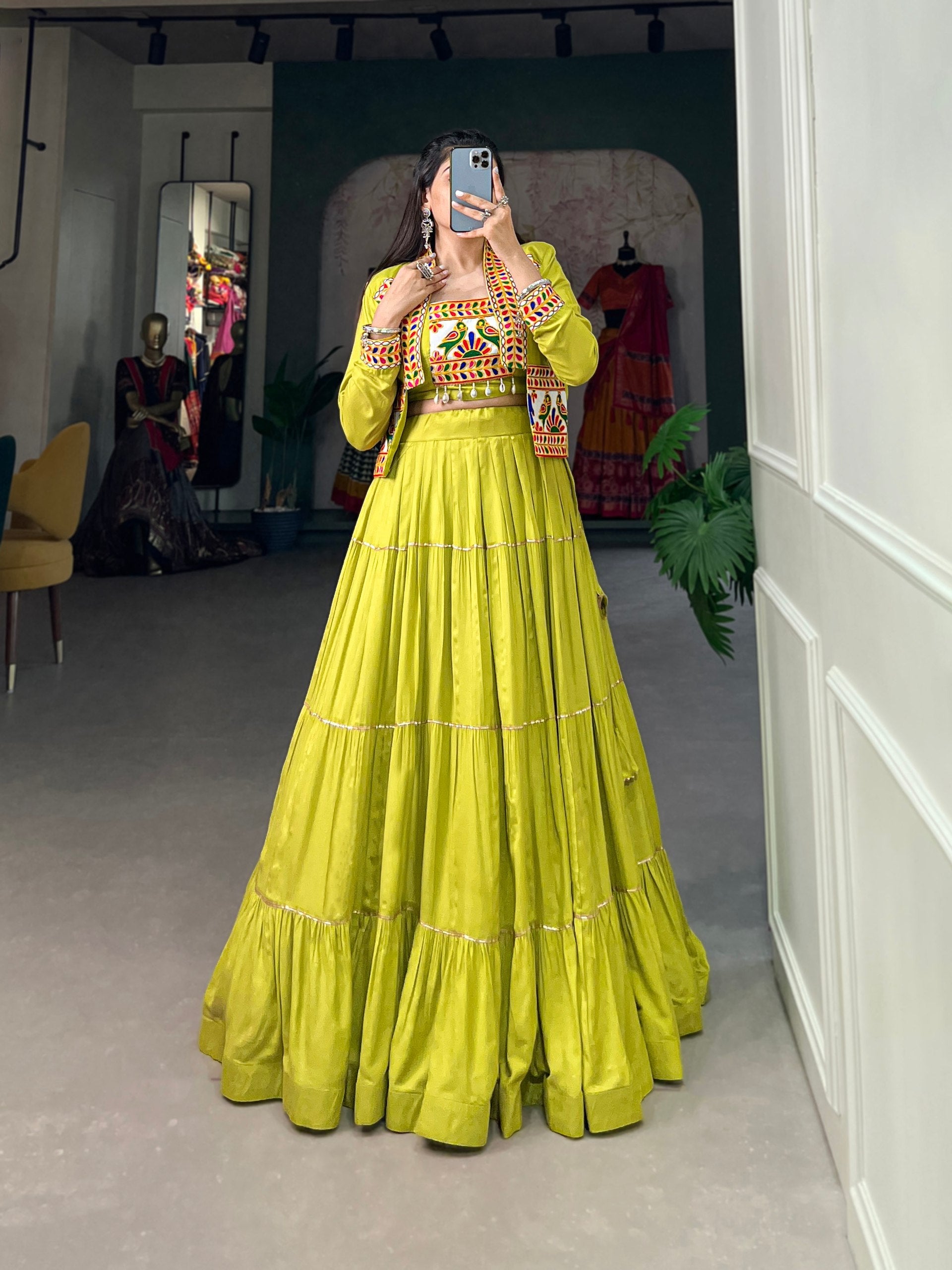 Jhamkudi Traditional Tiered Lehenga with Jacket