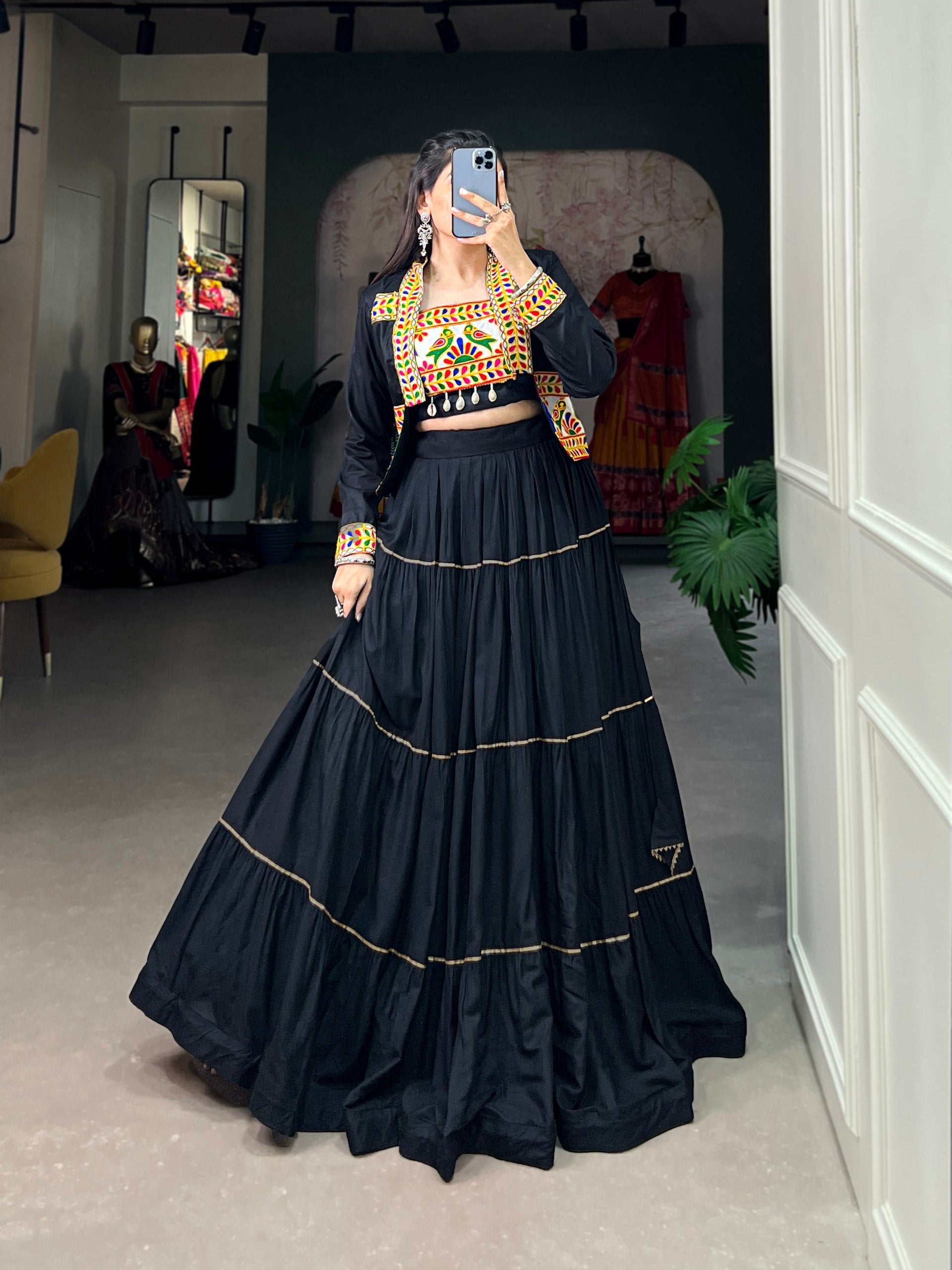 Jhamkudi Traditional Tiered Lehenga with Jacket