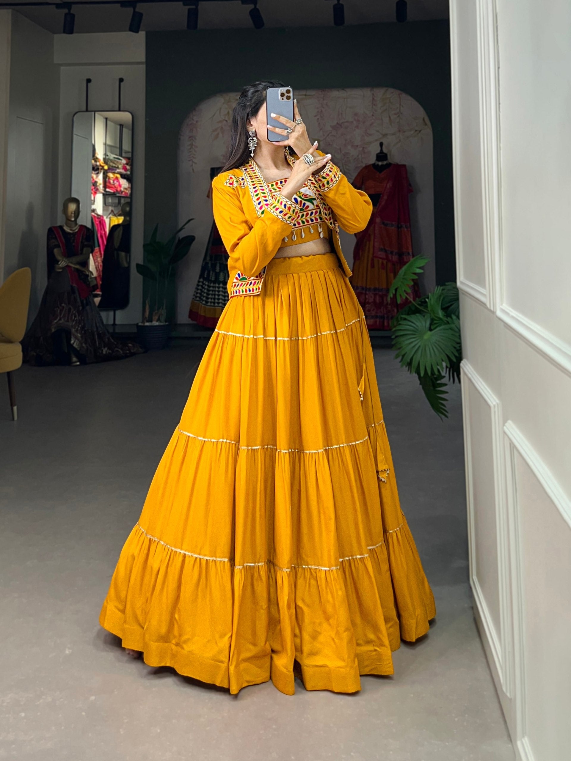 Jhamkudi Traditional Tiered Lehenga with Jacket