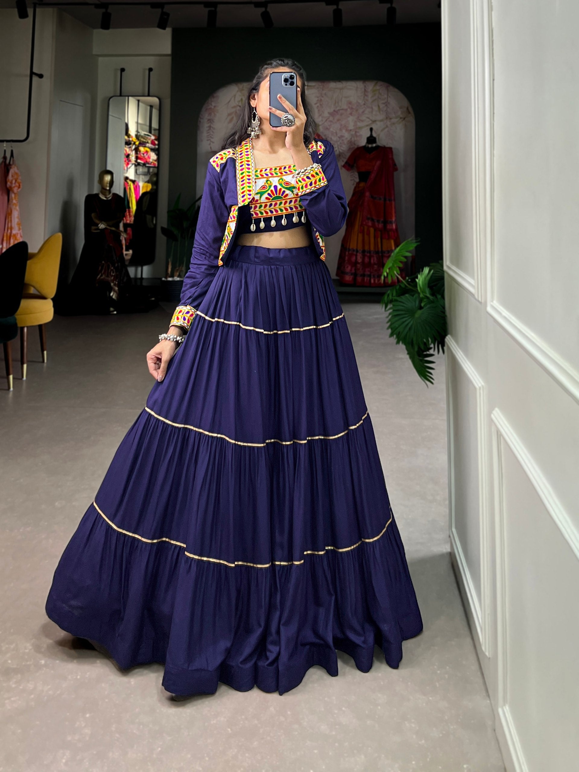 Jhamkudi Traditional Tiered Lehenga with Jacket