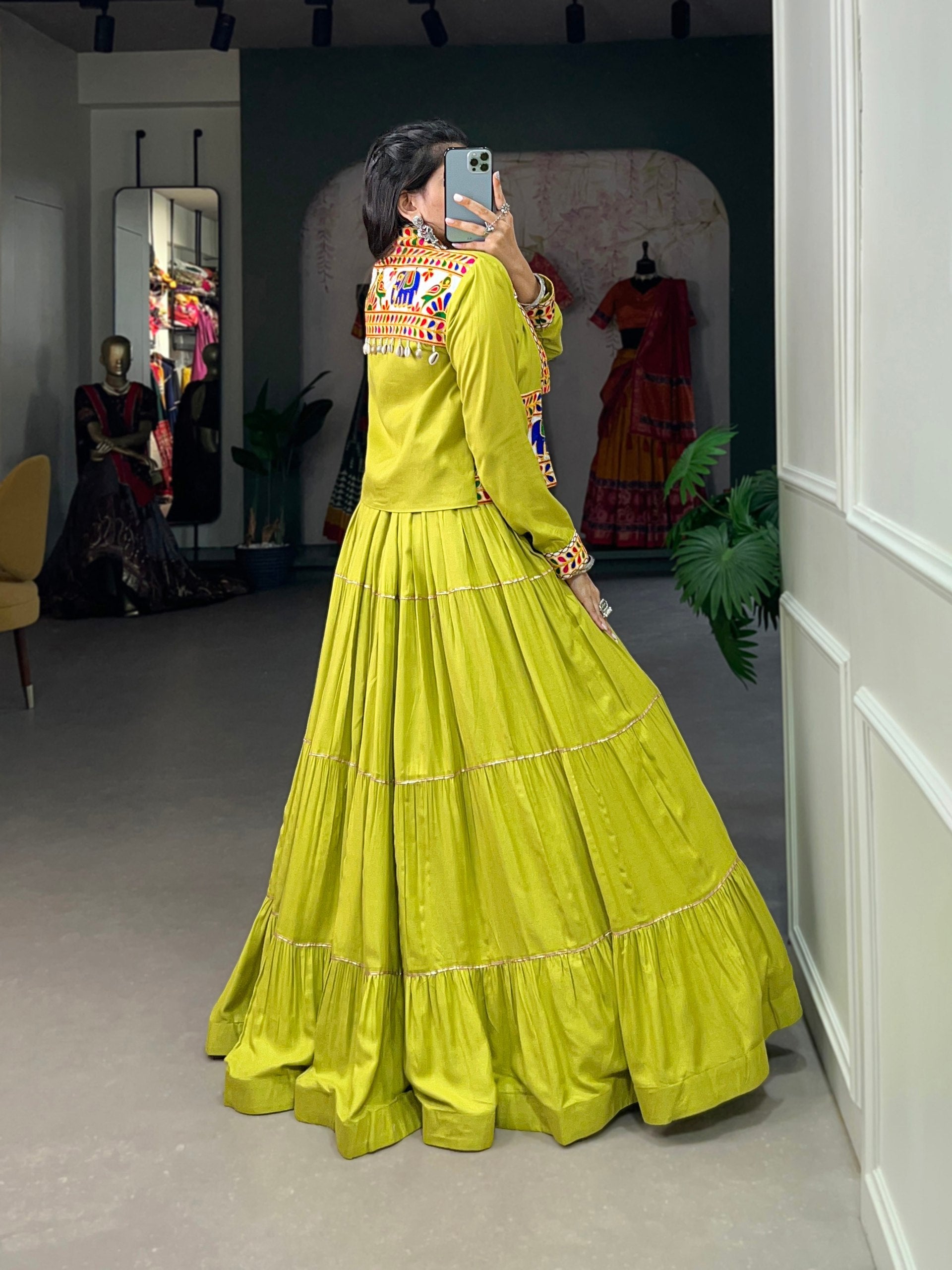 Jhamkudi Traditional Tiered Lehenga with Jacket