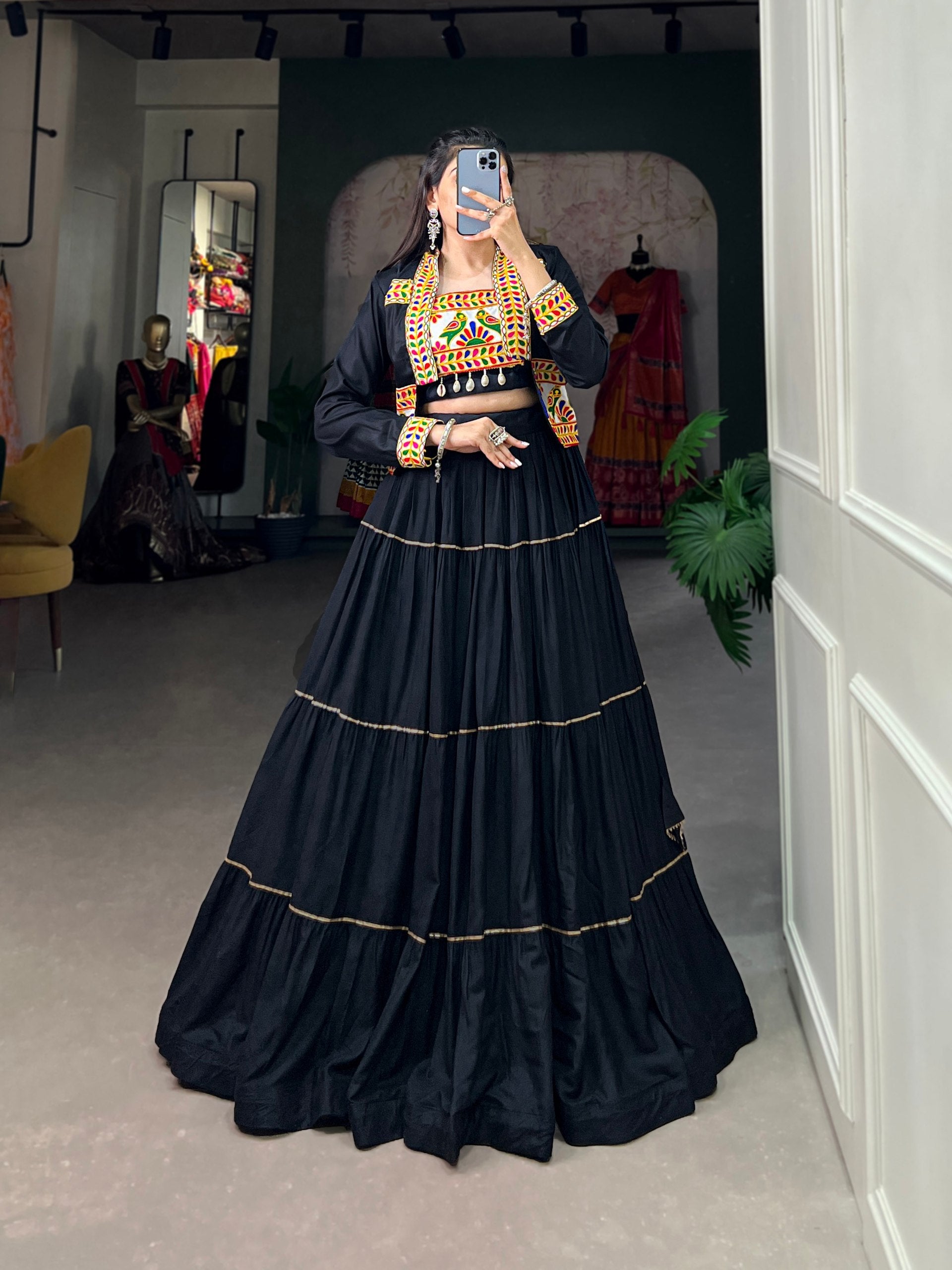 Jhamkudi Traditional Tiered Lehenga with Jacket