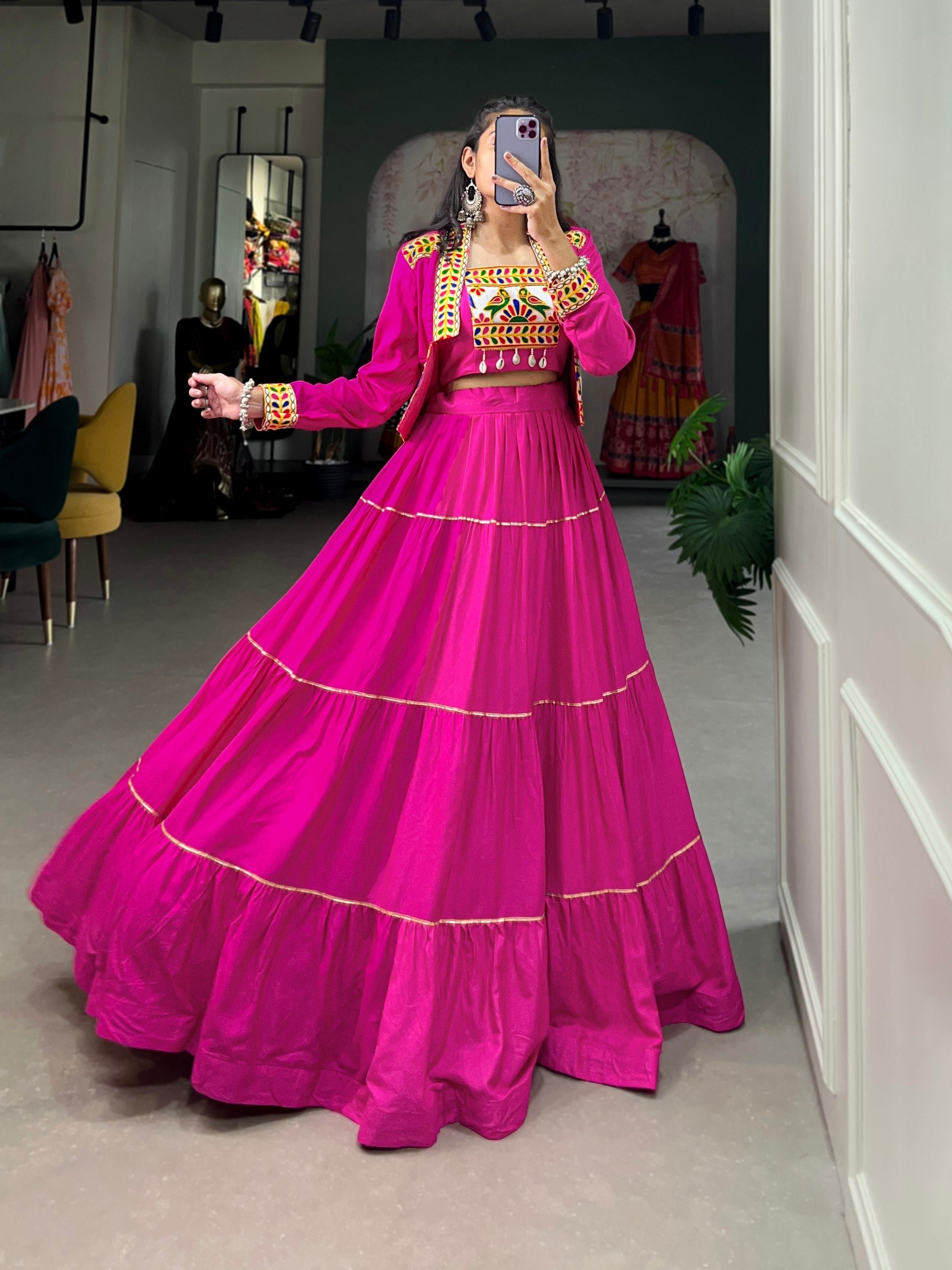 Jhamkudi Traditional Tiered Lehenga with Jacket