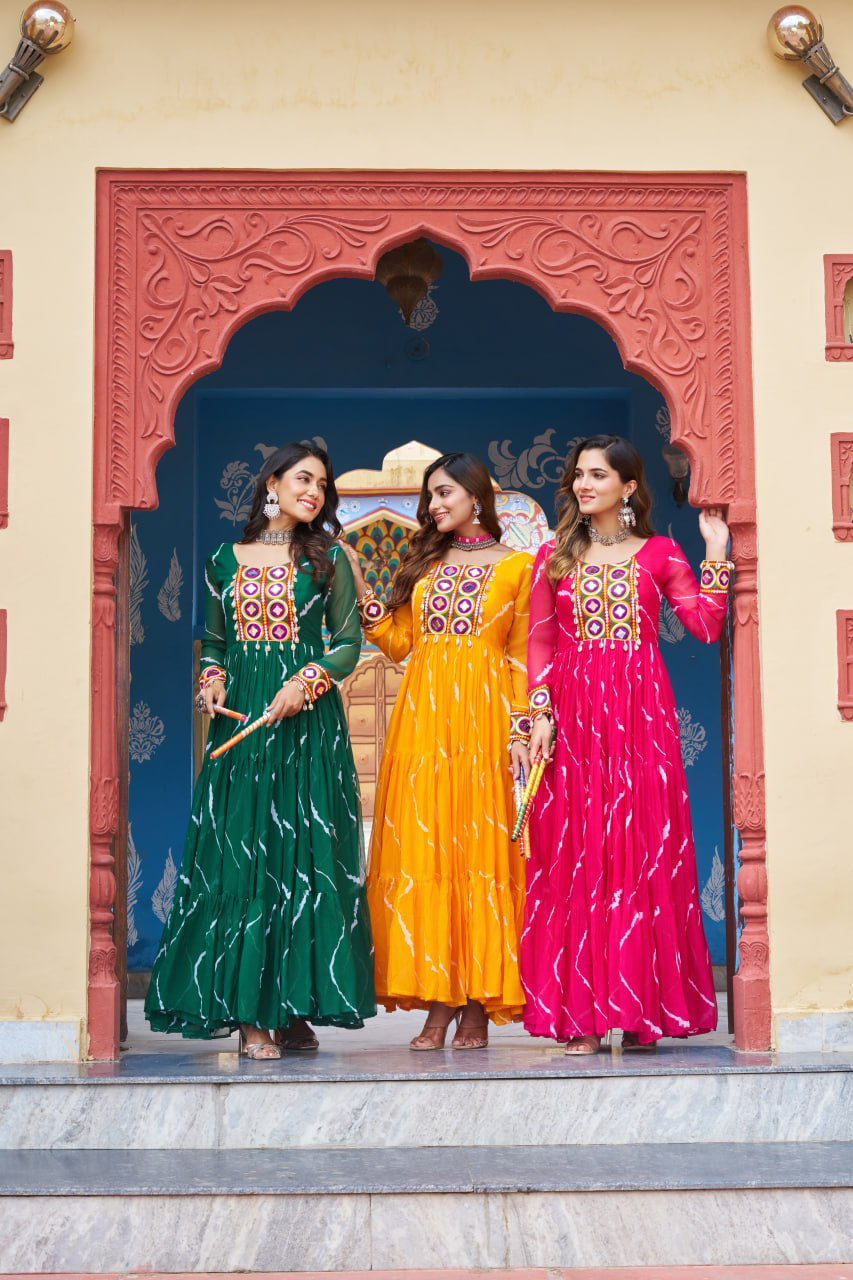 Rang Maati Mirror Yoke Laheriya Print Gown