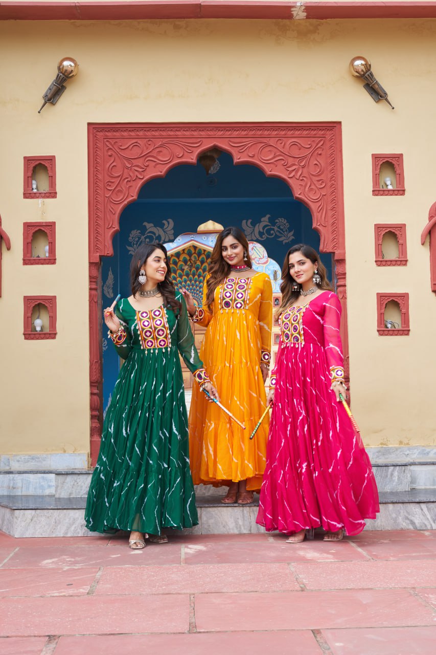 Rang Maati Mirror Yoke Laheriya Print Gown