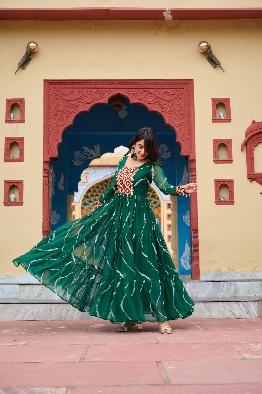 Rang Maati Mirror Yoke Laheriya Print Gown