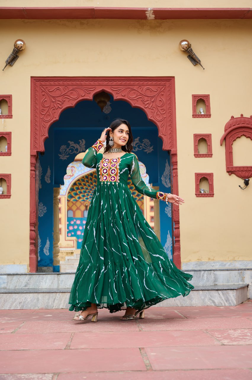Rang Maati Mirror Yoke Laheriya Print Gown