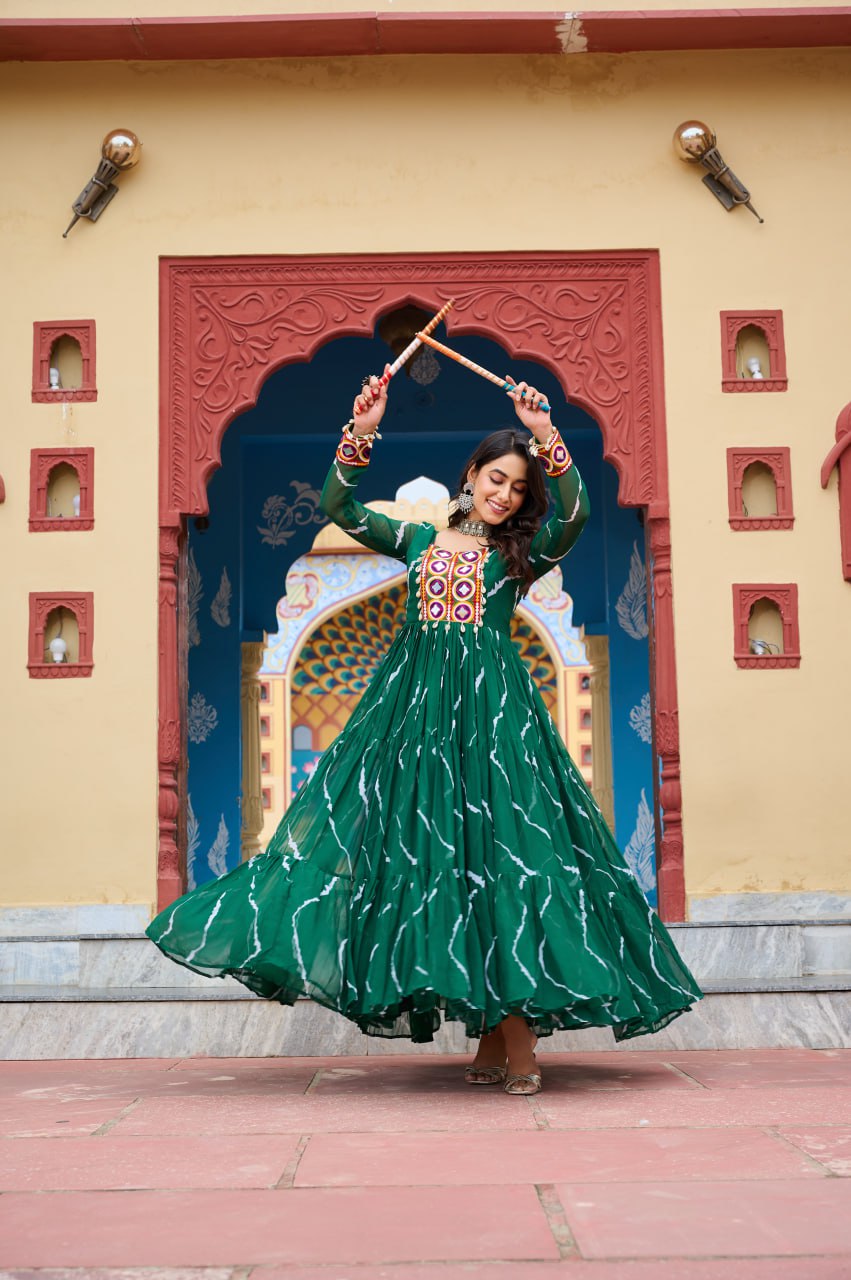 Rang Maati Mirror Yoke Laheriya Print Gown