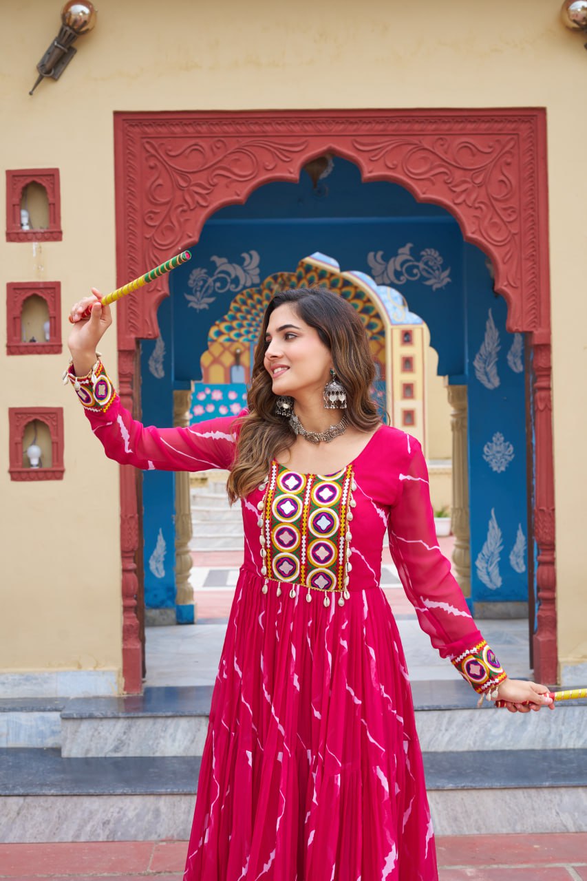 Rang Maati Mirror Yoke Laheriya Print Gown