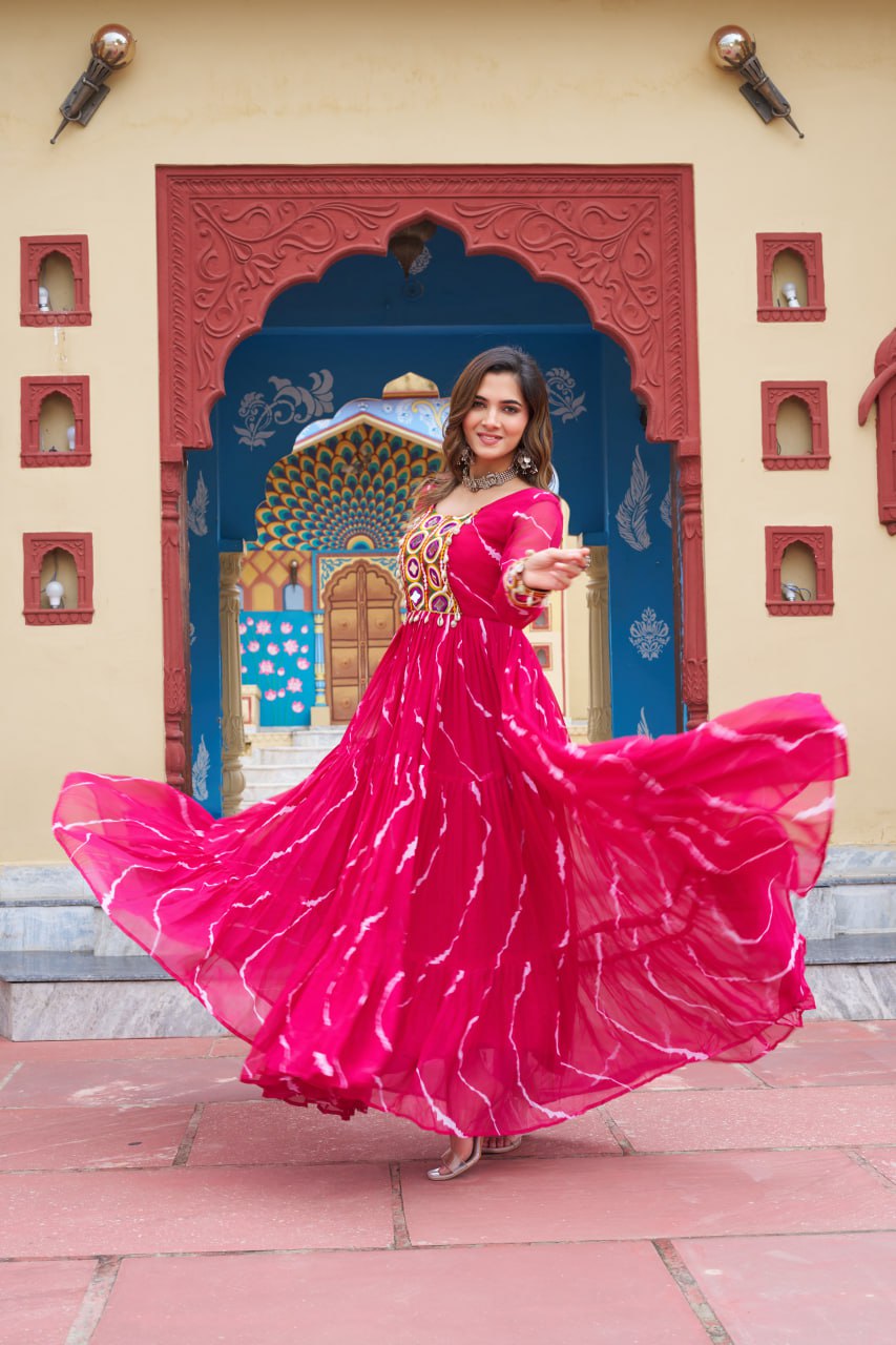 Rang Maati Mirror Yoke Laheriya Print Gown