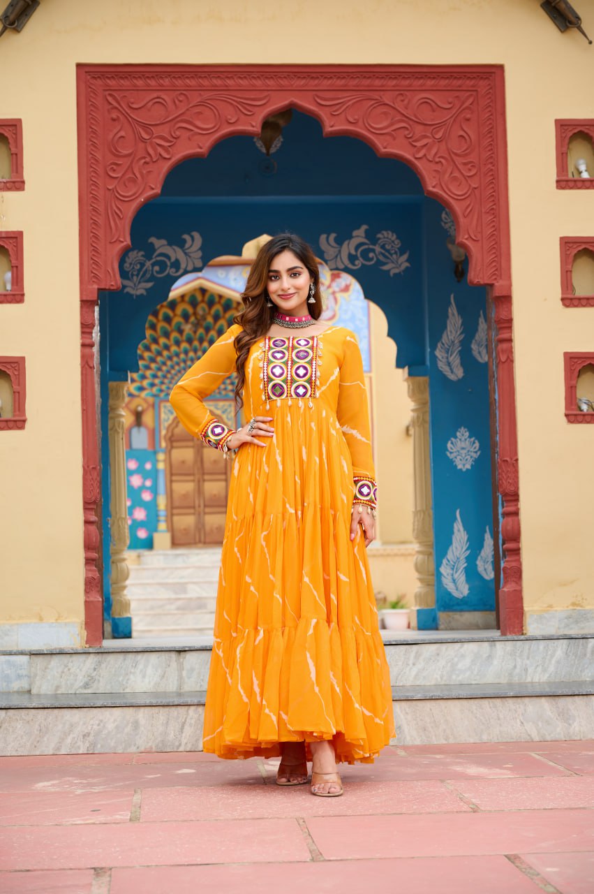 Rang Maati Mirror Yoke Laheriya Print Gown