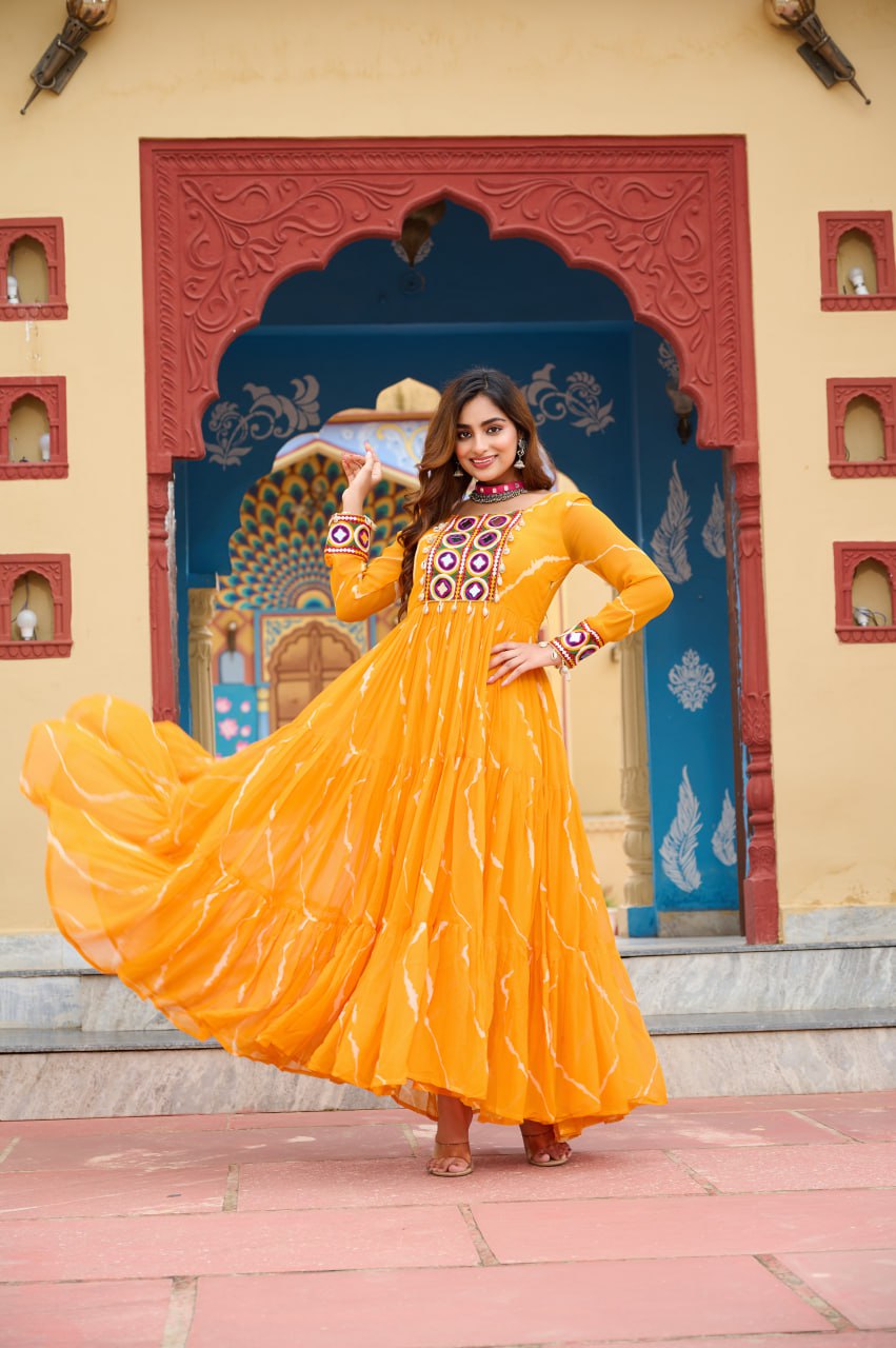 Rang Maati Mirror Yoke Laheriya Print Gown