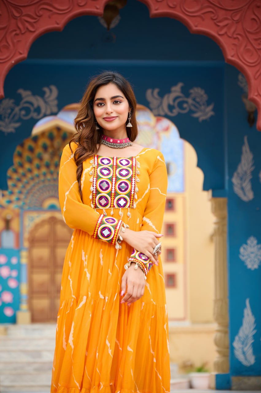 Rang Maati Mirror Yoke Laheriya Print Gown