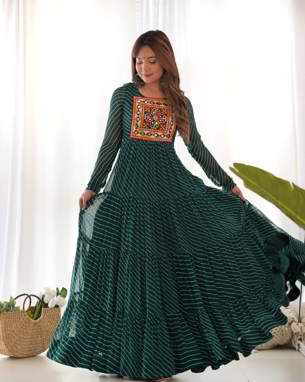 Dandiya Bandhani Inspired Flared Gown