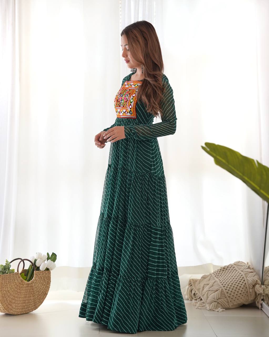 Dandiya Bandhani Inspired Flared Gown